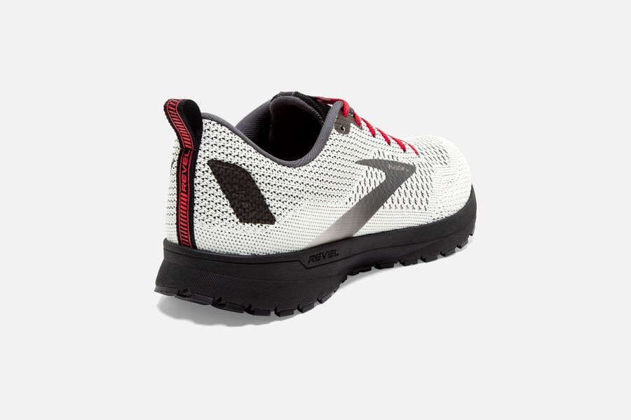 Brooks Running Shoes Mens White/Black/Red - Revel 4 Road - 8356-DRKYG